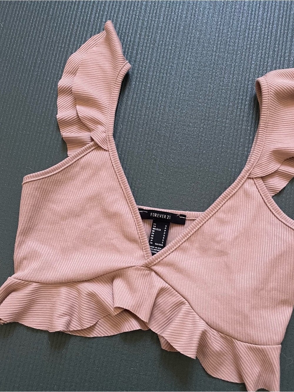 Blush Pink Ruffle Crop Tank Top - Picture 2 of 3